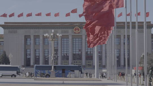 天安门广场 大气北京 红旗飘扬