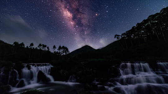 广东江门瀑布湿地星空延时