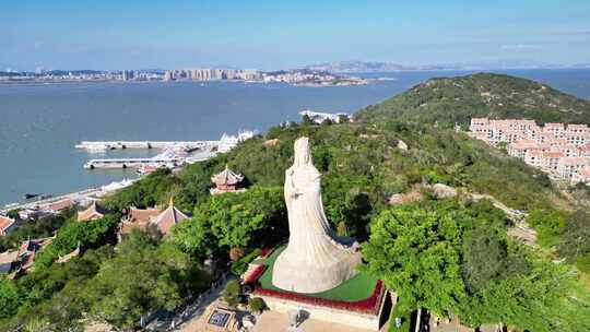 航拍湄洲岛景区妈祖雕像宣传片