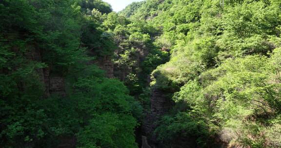 洛阳龙潭大峡谷旅游生态森林河流航拍景点