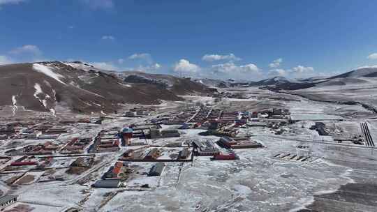 航拍冬天北方冬季 农村雪景