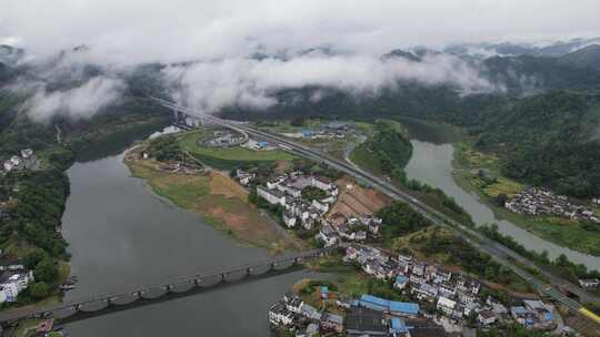 春日新安江山水画廊风光航拍素材