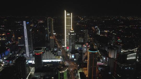 无锡市区三阳广场夜景航拍4K视频素材