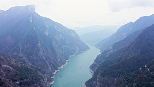 重庆奉节县瞿塘峡夔门白帝城航拍实拍视频