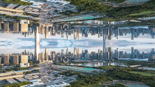 深圳城市盗梦空间镜像空镜视频视频素材模板下载