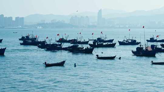 海岛渔港渔船视频素材模板下载