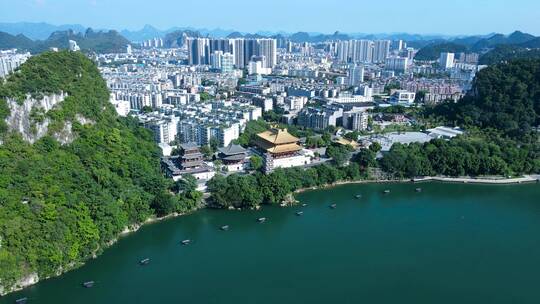 广西柳州城市风光航拍柳江风景