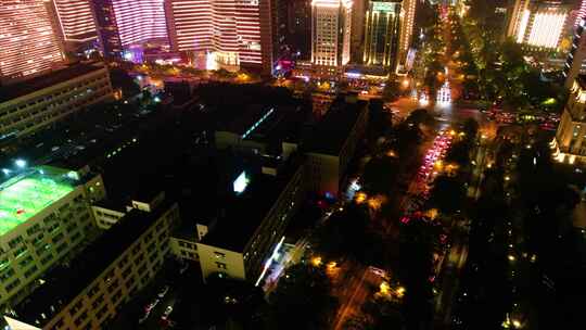 杭州西湖区教工路夜景车流延时