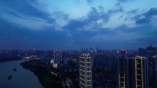 南宁 邕江 夜景 大景 全景 航拍