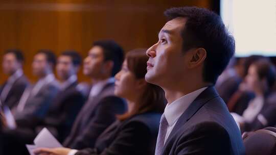 专注精英人士在会议中思考