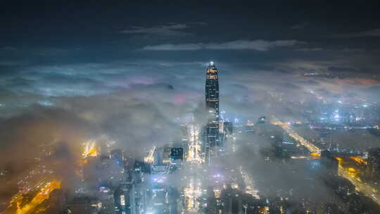 深圳城市风光夜景平流雾延时