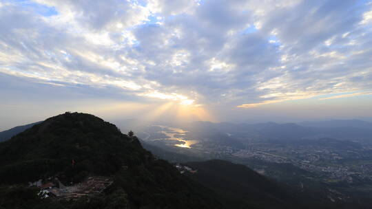 延时摄影 仙公山 日落 夕阳 云