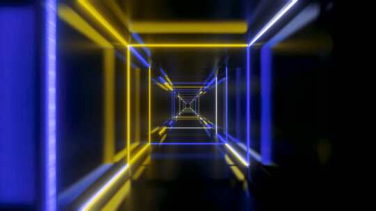 抽象红蓝光科幻隧道无缝循环4k3d