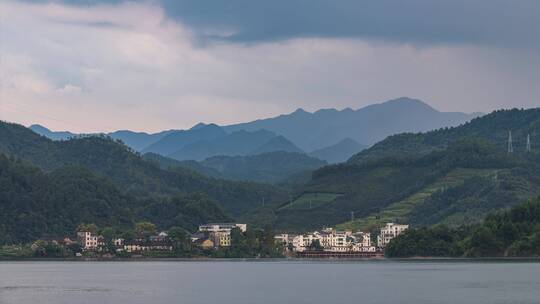 杭州千岛湖小村庄傍晚时分延时视频