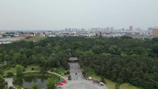 航拍河南南阳卧龙岗武侯祠