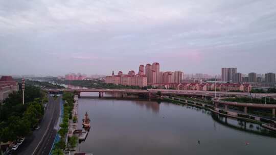 天津海河海津大桥复兴门地铁站城市交通风光