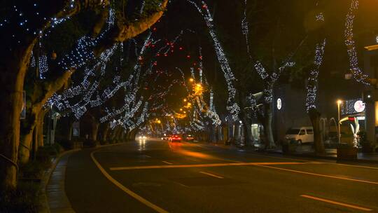杭州市区公路繁忙交通车流夜景灯光