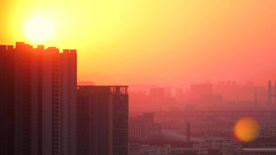 城市夕阳西下日落延时4k视频素材