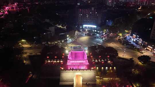 浙江湖州项王公园夜景航拍