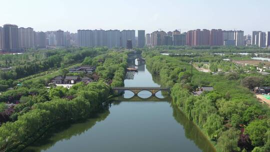 西安汉城湖春季航拍