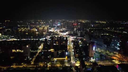 江苏宿迁城市夜景灯光交通航拍