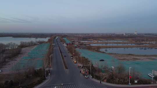 航拍 夕阳 航拍夕阳 湿地 北方 冬天 下午