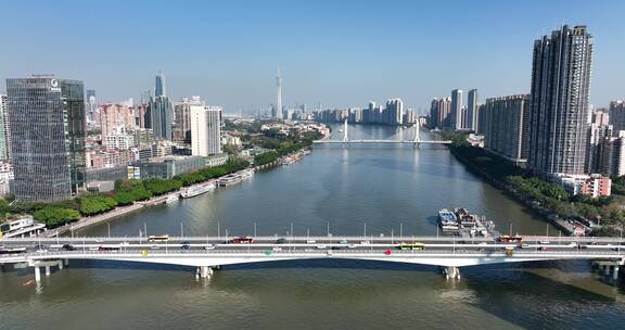 广州江湾大桥交通航拍