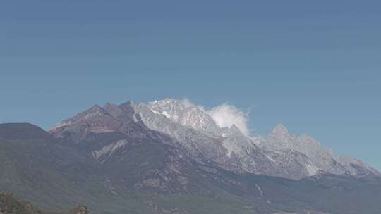 航拍晴天玉龙雪山