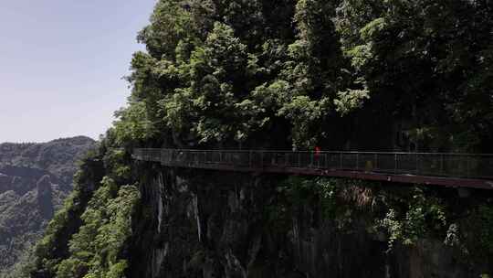 湘西矮寨大桥景区栈道航拍