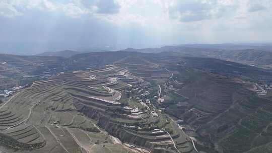 甘肃定西山川地地貌黄土高原航拍