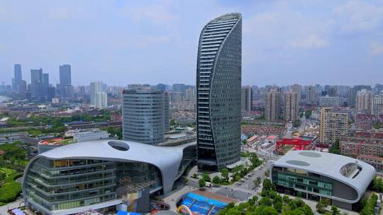 上海杨浦滨江国际大厦航拍视频素材模板下载