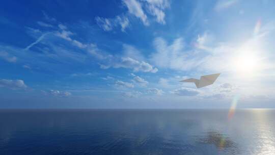 纸飞机飞过海面
