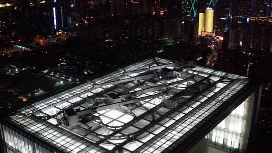 深圳汉国楼顶航拍夜景城市之巅灯光秀