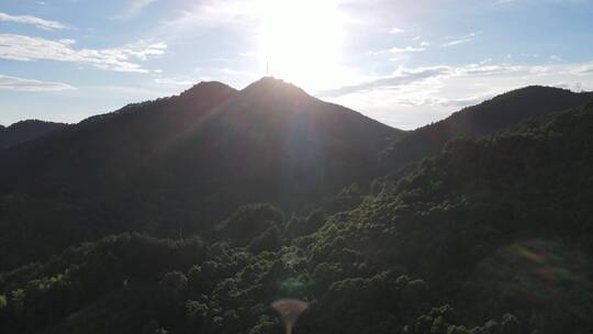 航拍山川丘陵日落晚霞夕阳