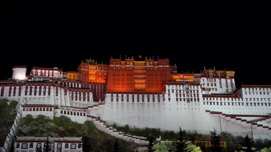 中国西藏拉萨布达拉宫建筑夜景【4K】