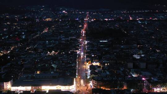 大理旅游大理古城夜景航拍