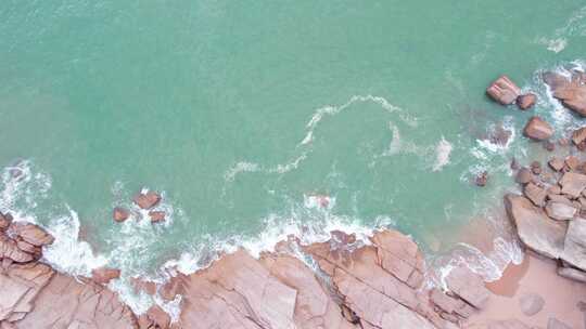 福建霞浦海岸礁石海浪风景航拍