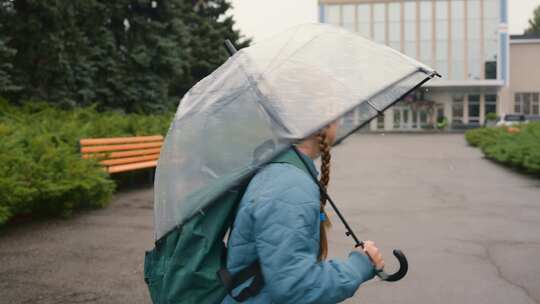 女孩，学生，肖像，雨伞