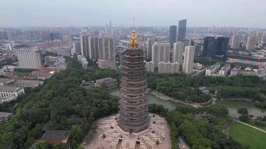 江苏常州红梅公园天宁禅寺航拍