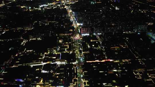 江苏南京老门东秦淮河夜景灯光航拍