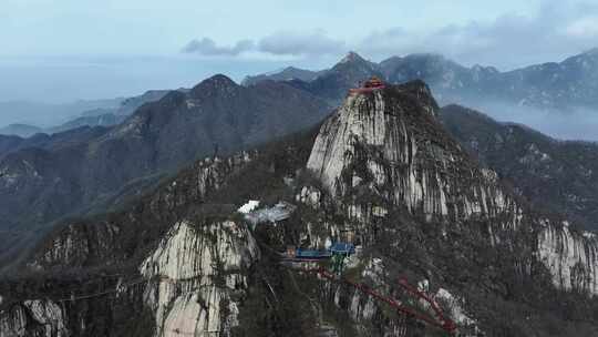 河南南阳五朵山道观万福宫航拍