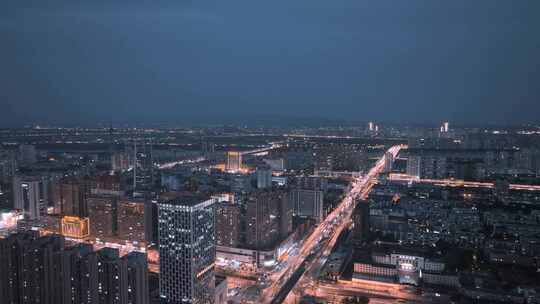 航拍洛阳城市夜景