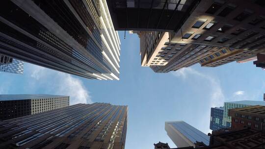 纽约华尔街城市高楼仰拍