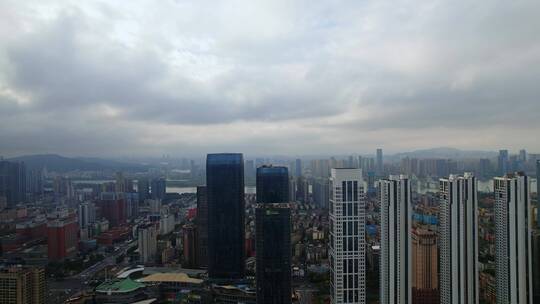 长沙湘江城市风光航拍-富兴时代大楼