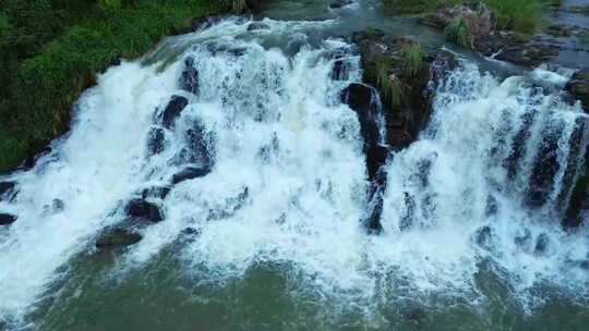 山间小溪水河流水树木枝叶视频