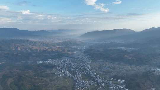 航拍福建龙岩四堡镇