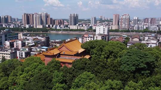 航拍湖南衡阳雁峰寺寺庙古建筑