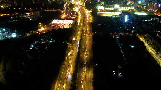 杭州下沙立交桥德胜快速路车流夜景延时