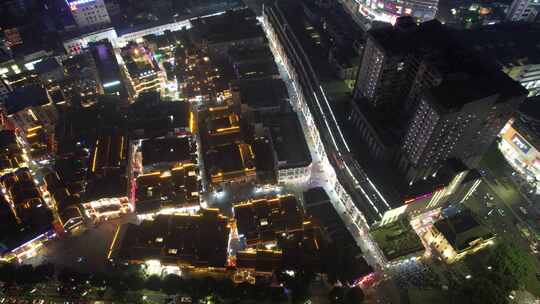 南宁三街两巷历史文化街区夜景航拍视频素材模板下载