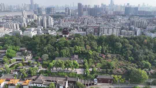 湖北武汉黄鹤楼景区大门航拍